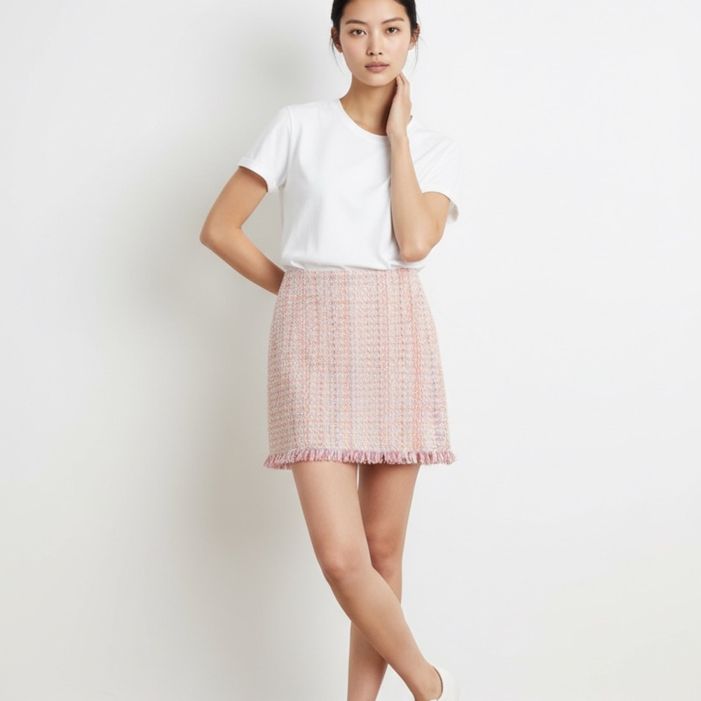 Grace Elements Pink Tweed Mini Skirt Size 10 Women’s